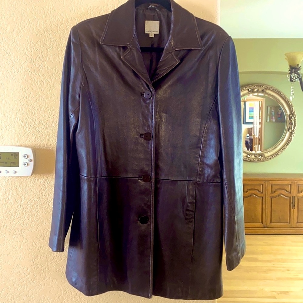 Leather Jacket Coat by Anonymous - L